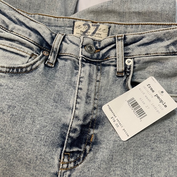HP⭐️FREE PEOPLE Raw High-Rise Jeggings NWT 27 Acid - Picture 13 of 16